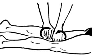 Рис. 4. Концентрическое поглаживание на коленном суставе